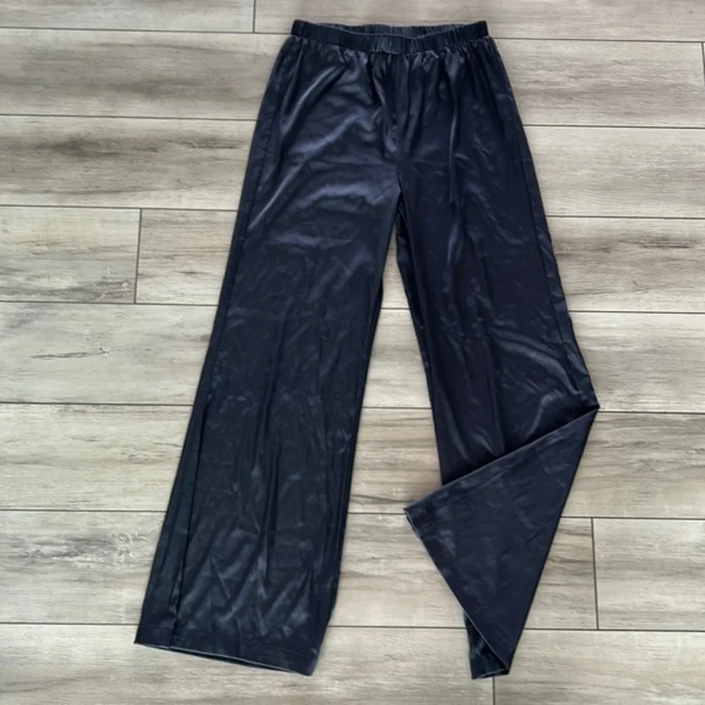 KITTENISH smoke gray satin wide leg pants size medium